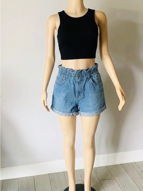 Aeropostale Pants - Aeropostale High Waisted Paperbag Mom Denim Shorts Size 6 32x15